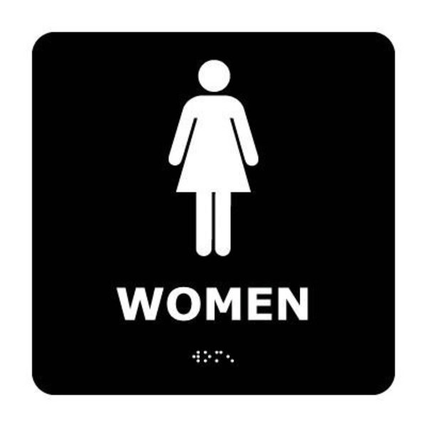 National Marker Co Graphic Braille Sign - Women - Black ADA2WBK